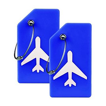 2 Pack Silicone Luggage Tags, Privacy Protection Stainless Steel Loop for Travel Suitcase Backpack