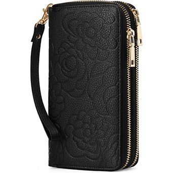 Women's RFID Blocking Wristlet Wallet, Large Capacity 2 Zip Around Clutch Purse for Daily Use