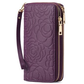 Women's RFID Blocking Wristlet Wallet, Large Capacity 2 Zip Around Clutch Purse for Daily Use
