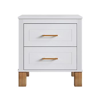 Lycvki Solid Wood 2 Drawer Nightstand with Elegant Fluted Design for Bedroom Living Room