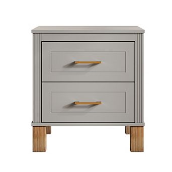 Lycvki Solid Wood 2 Drawer Nightstand with Elegant Fluted Design for Bedroom Living Room