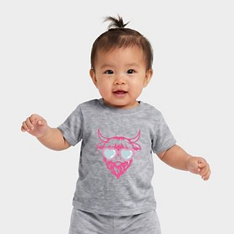 Cow Heart Glasses Glitter - Infant Jogger Pant Crew Set