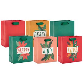 Hallmark 6-Pack Holiday-Themed Small Gift Bags