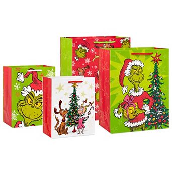 Hallmark Grinch Christmas Gift Bag Bundle for Kids 4-Pack Medium & Large Gift Bags