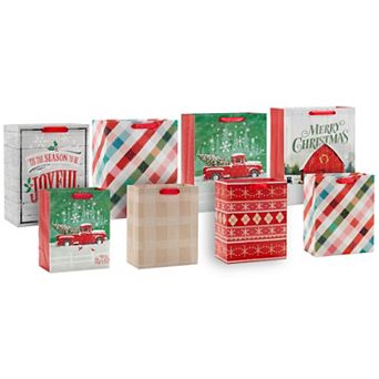 Hallmark Rustic Christmas Gift Bag Assortment 8-Pack Medium & Large Gift Bags