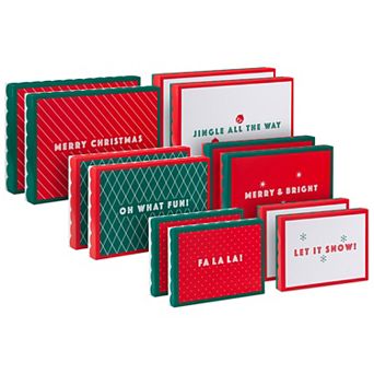 Hallmark Christmas Gift Box Assortment 12-Pack with Scalloped Lids for Ties & Socks