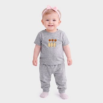 Ghosts With Pumpkins - Infant Jogger Pant Crew Set