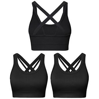 3 pc Women High Support Criss-cross Padded Strappy Sports Bra