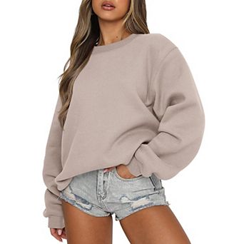 Women's Fleece Oversized Pullover Crewneck Shirt