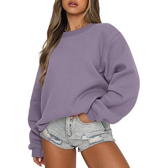 Women's Fleece Oversized Pullover Crewneck Shirt