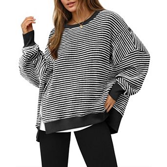 Women's Waffle Knit Long Sleeve Split Tunic Top