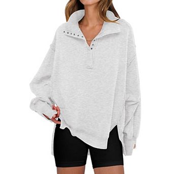 Women Oversized Henley Fall Pullover Tops