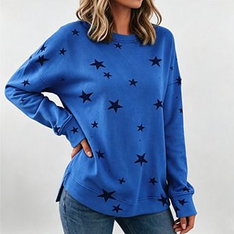 Womens Oversized Sweatshirt Fall Casual Crew Neck Star Graphic Long sleeve Pullover Tops