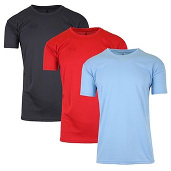 Galaxy By Harvic Men's Short Sleeve Moisture-Wicking Quick Dry Performance Crew Neck Tee- 3 Pack