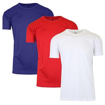 Galaxy By Harvic Men's Short Sleeve Moisture-Wicking Quick Dry Performance Crew Neck Tee- 3 Pack