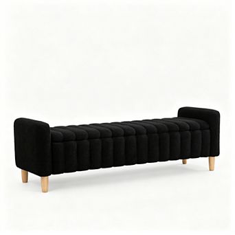 Trikiousd Upholstered Storage Bench with Flip Top and Armrests for Bedroom Entryway