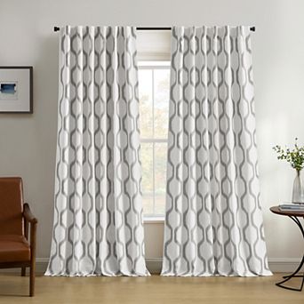 Threadmade Renzo Ikat Geometric Linen Room Darkening Rod Pocket/Back Tab Curtain