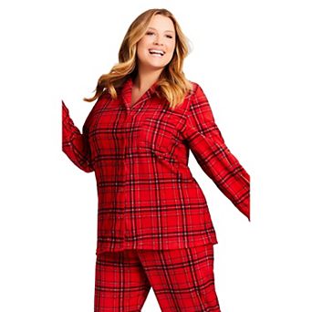 Avenue Women's Plus Size Fleece Check Sleep Top