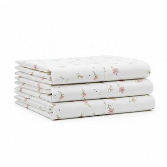 4 pc Queen Sheet Set 100 Microfiber Double Brushed Floral Wrinkle Free Deep Pocket