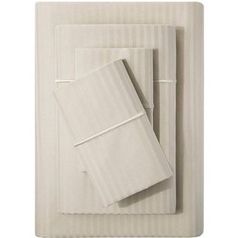 500 Thread Count Cotton King Size Damask Bed Sheet Set Sateen Weave 4 pc