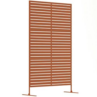 Outsunny Metal Outdoor Privacy Screen with Stand Outdoor Divider, Black