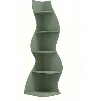 5 tier White Wall Corner Bookshelf, Corner Storage Rack & Plant Stand