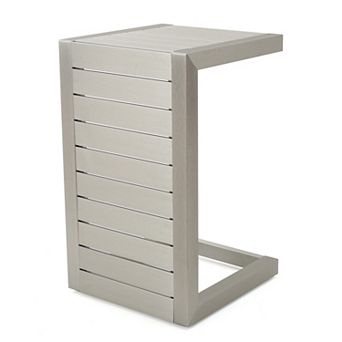 Aluminum C-Shaped Outdoor Side Table, Modern Rust-Resistant Patio End Table