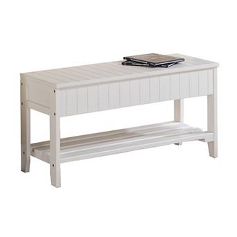 White Solid Wood Shoe Bench, Entryway Storage Shoe Seat