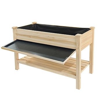 Wood Planter with Water Collection Tray