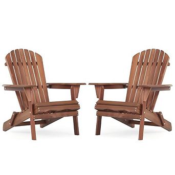Wooden Outdoor Folding Adirondack Chair Set of 2 Wood Lounge Patio Chair