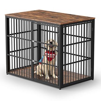 48'' XXL Dog Crate Furniture with 3 Doors for Large Dogs Wooden Kennel End Table, Heavy Duty Indoor