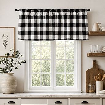Kate Aurora Country Farmhouse Buffalo Check Plaid Window Valance
