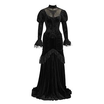 Women's Gothic Witch Vampire Medieval Renaissance Victorian Velvet Fancy Dress