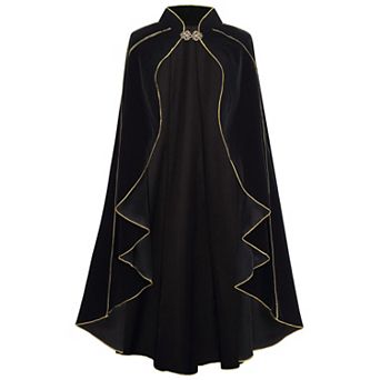 Womens Medieval Renaissance Cape Stand Collar Trim Victorian Costume