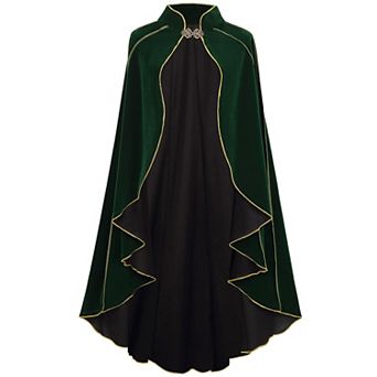 Womens Medieval Renaissance Cape Stand Collar Trim Victorian Costume