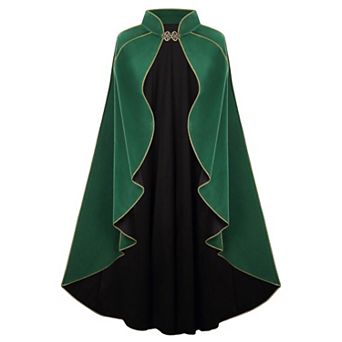 Womens Medieval Renaissance Cape Stand Collar Trim Victorian Costume