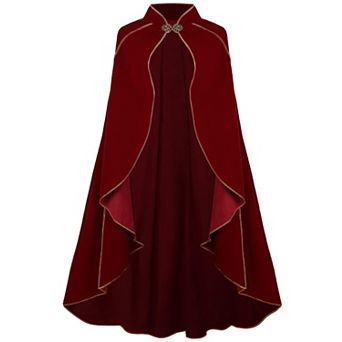 Womens Medieval Renaissance Cape Stand Collar Trim Victorian Costume