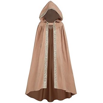 Women Suede Hooded Cloak Medieval Renaissance Costume Cape