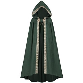 Women Suede Hooded Cloak Medieval Renaissance Costume Cape