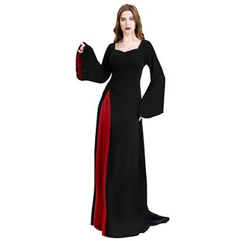 Women Gothic Witch Vampire Flared Sleeve Costume Dress