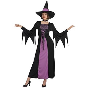 Adult Women Witch Costume Set With Hat Necklace