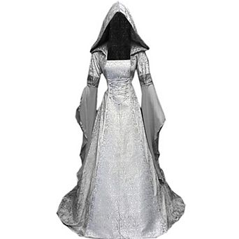 Women Renaissance Witch Costume Gothic Victorian Hooded Gown Dress
