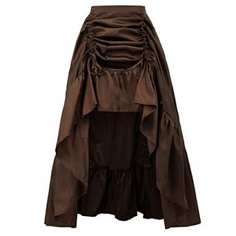 Women's Renaissance Pirate Skirt Gothic Steampunk Victorian Adjustable High Low Skirt