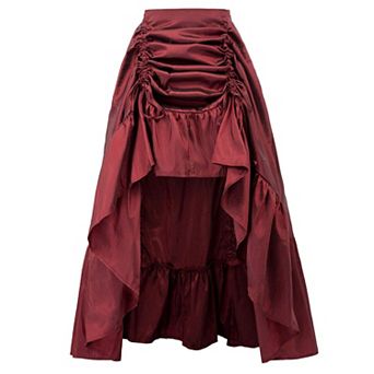 Women's Renaissance Pirate Skirt Gothic Steampunk Victorian Adjustable High Low Skirt