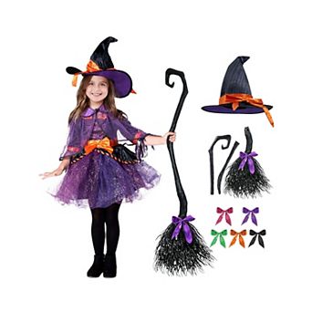 Girl Witch Costume Set Dress Up Party Role Play Outfit