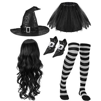 Womens Witch Costume Set Witch Hat Tutu Skirt Tights Wig Shoe Covers