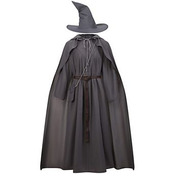 Adult Men Wizard Costume Witch Sorcerer Hat Robe Cape Outfit