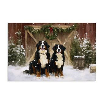 Stupell Home Decor Barnyard Bernese Mountain Dogs Framed Wall Art