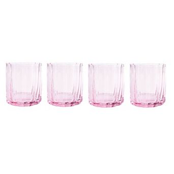 Jeanne Fitz Scalloped Rim Fluted Short 8oz Tumbler Glass 4 pc Set