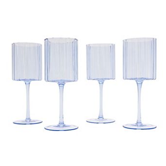 Jeanne Fitz Scalloped Rim 12oz Fluted Wine Glass Set of 4